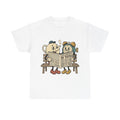 Vintage Cartoon Cup and Alarm Clock Reading Newspaper T-Shirt | Retro Illustration